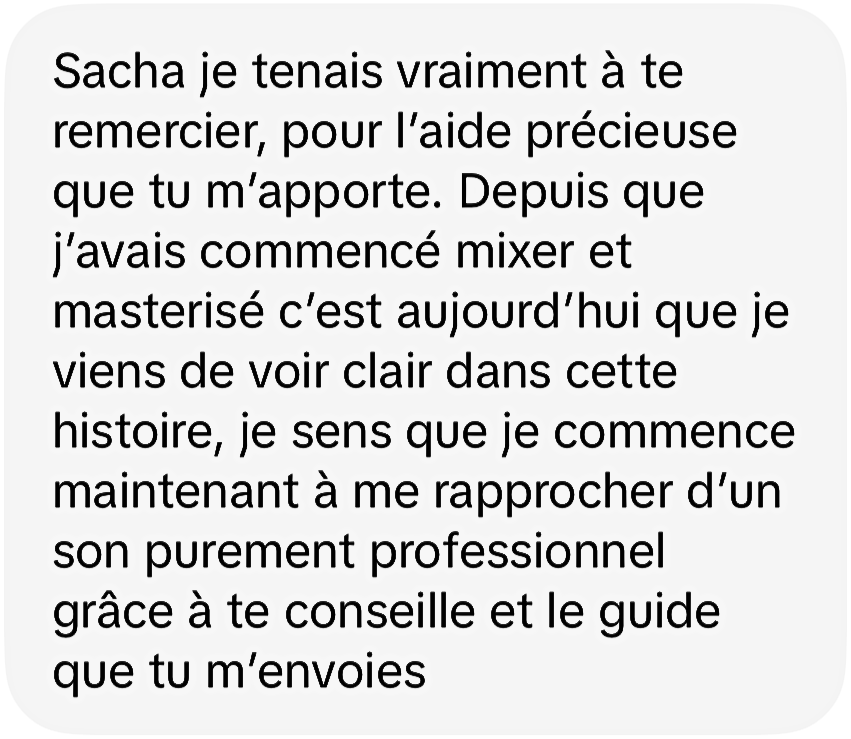 Message de remerciement d'un client — Sacha Music Charts