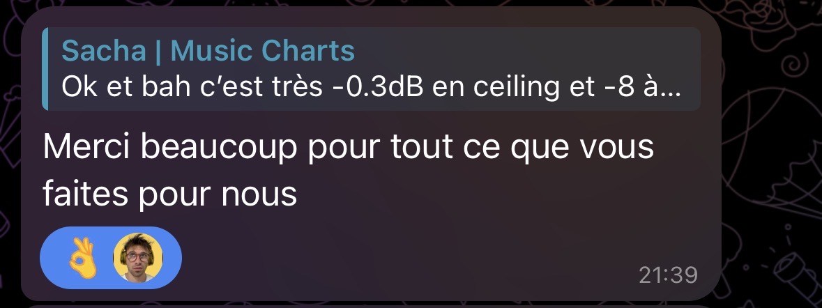 Témoignage client de Sacha Music Charts